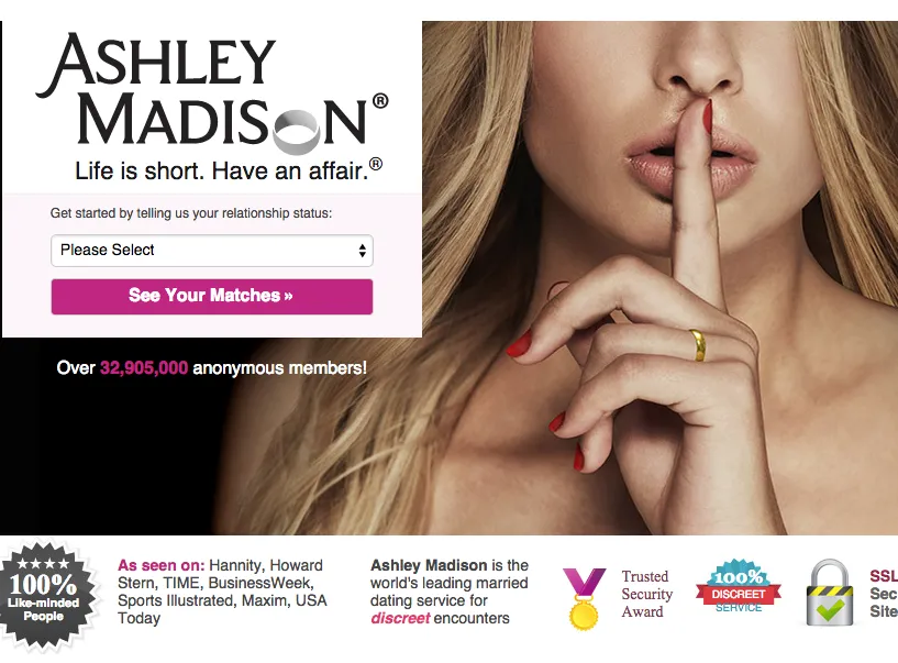 strona startowa portalu Ashley Madison
