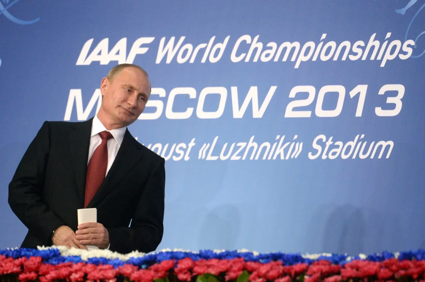 Władimir Putin podczas otwarcia lekkoatletycznych mistrzostw świata w Moskwie