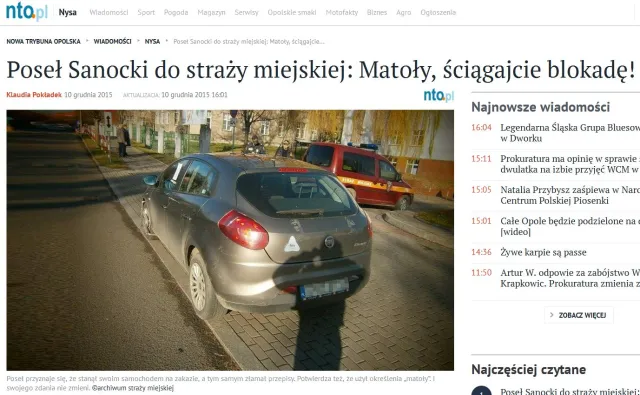 Poseł Janusz Sanocki zwymyślał strażników. "Matoły, ściągajcie blokadę! Wsadźcie ją sobie w d..."