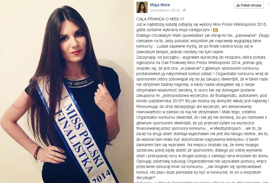 Zwyciężczyni miała sypiać ze sponsorem? Miss Wielkopolski o kulisach konkursu piękności