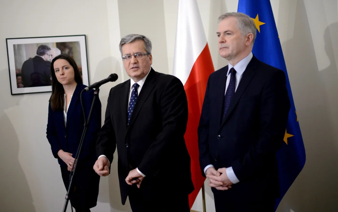 Anna Radwan, Bronisław Komorowski, Sławomir Rybicki na otwarciu Instytutu Bronisława Komorowskiego
