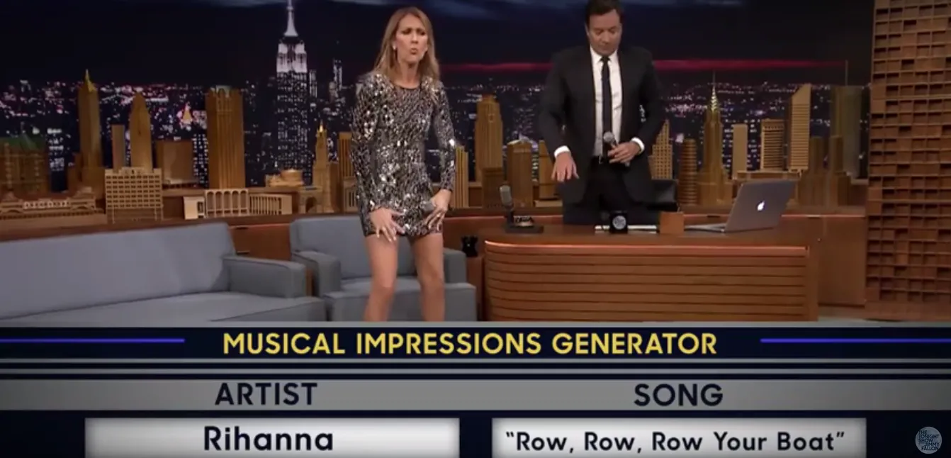 Celine Dion rusza się jak Rihanna, parodiuje Cher i Się