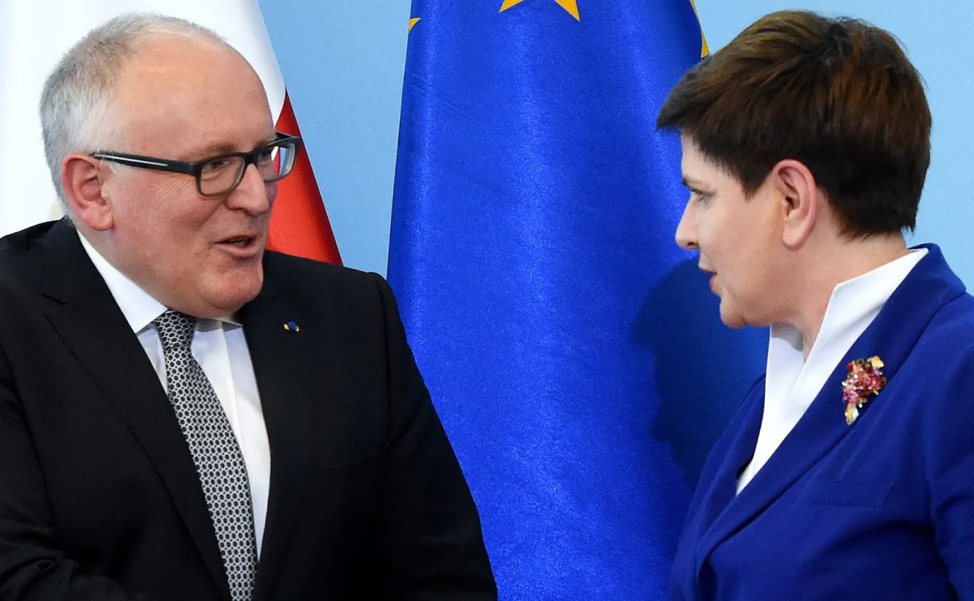Premier Beata Szydło i pierwszy wiceprzewodniczący Komisji Europejskiej Frans Timmermans 