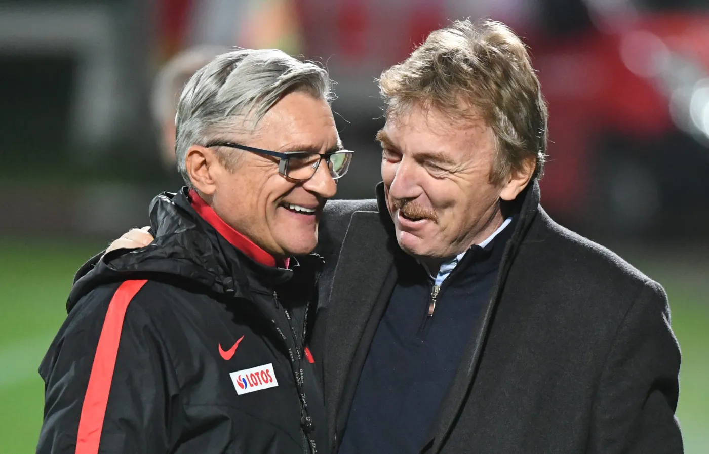 Selekcjoner reprezentacji Polski Adam Nawałka (L) i prezes PZPN Zbigniew Boniek (P)