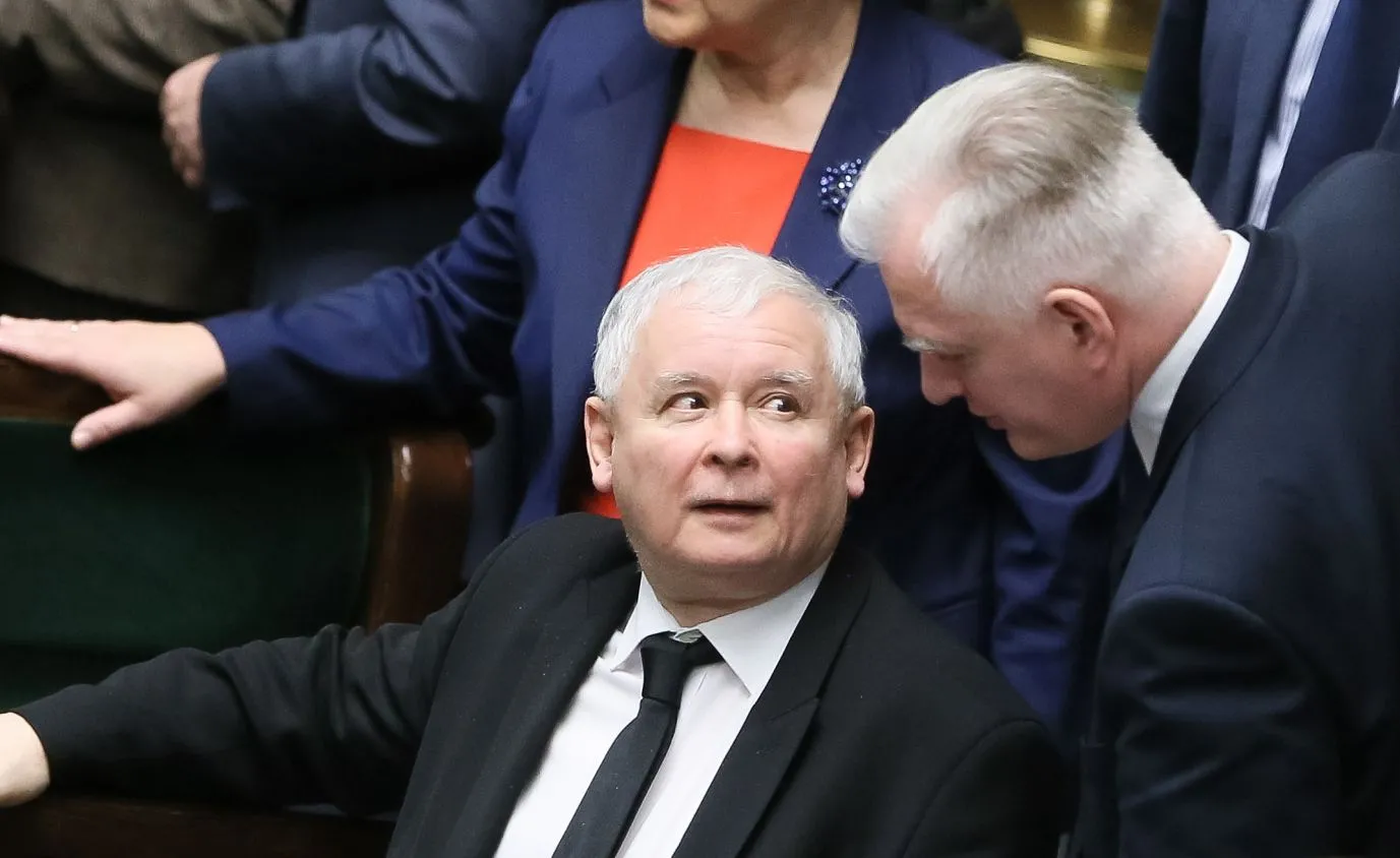 Prezes Prawa i Sprawiedliwości Jarosław Kaczyński i wicepremier, minister nauki i szkolnictwa wyższego Jarosław Gowin
