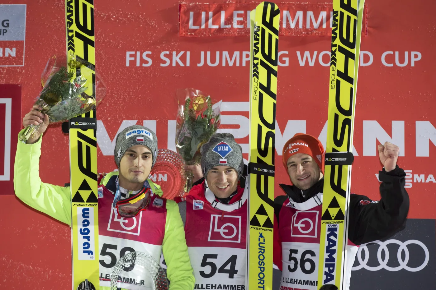 Kamil Stoch, Maciej Kot i Markus Eisenbichler