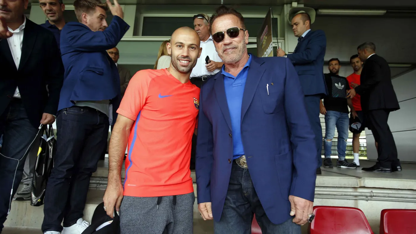 Arnold Schwarzenegger i Javier Mascherano