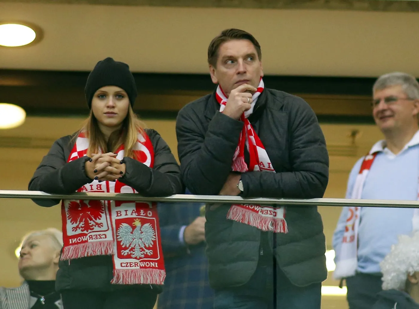 Lis z córką, Olejnik z partnerem i żony piłkarzy. Oni wszyscy "na żywo" dopingowali Polaków