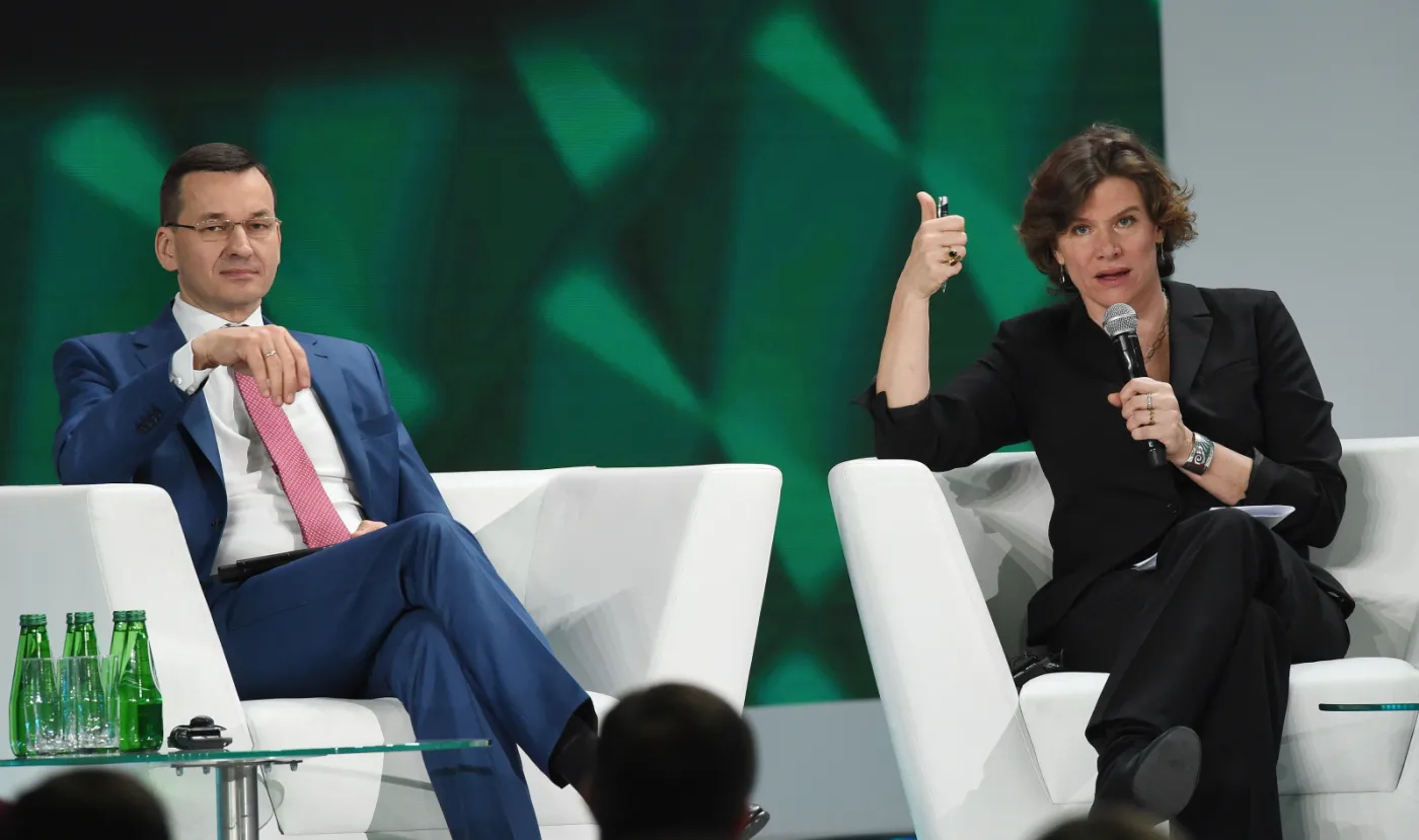 Wicepremier Mateusz Morawiecki i Profesor Ekonomii Innowacji i Wartości Publicznych londyńskiego University College Mariana Mazzucato