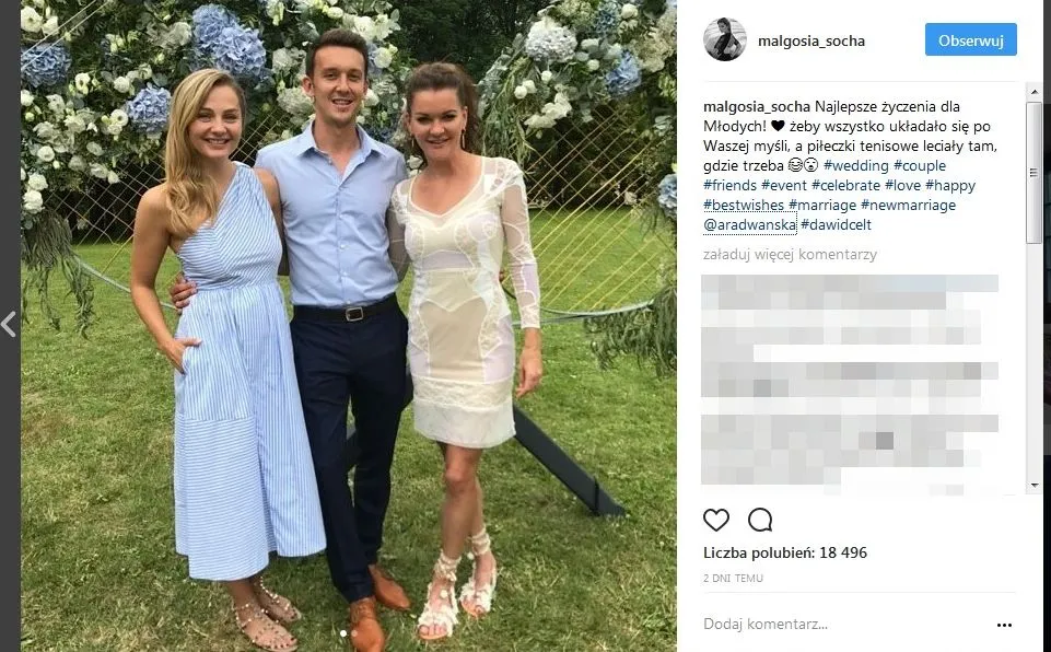 Ach, co to był za ślub! Instagram zalany zdjęciami z wesela Agnieszki Radwańskiej i Dawida Celta