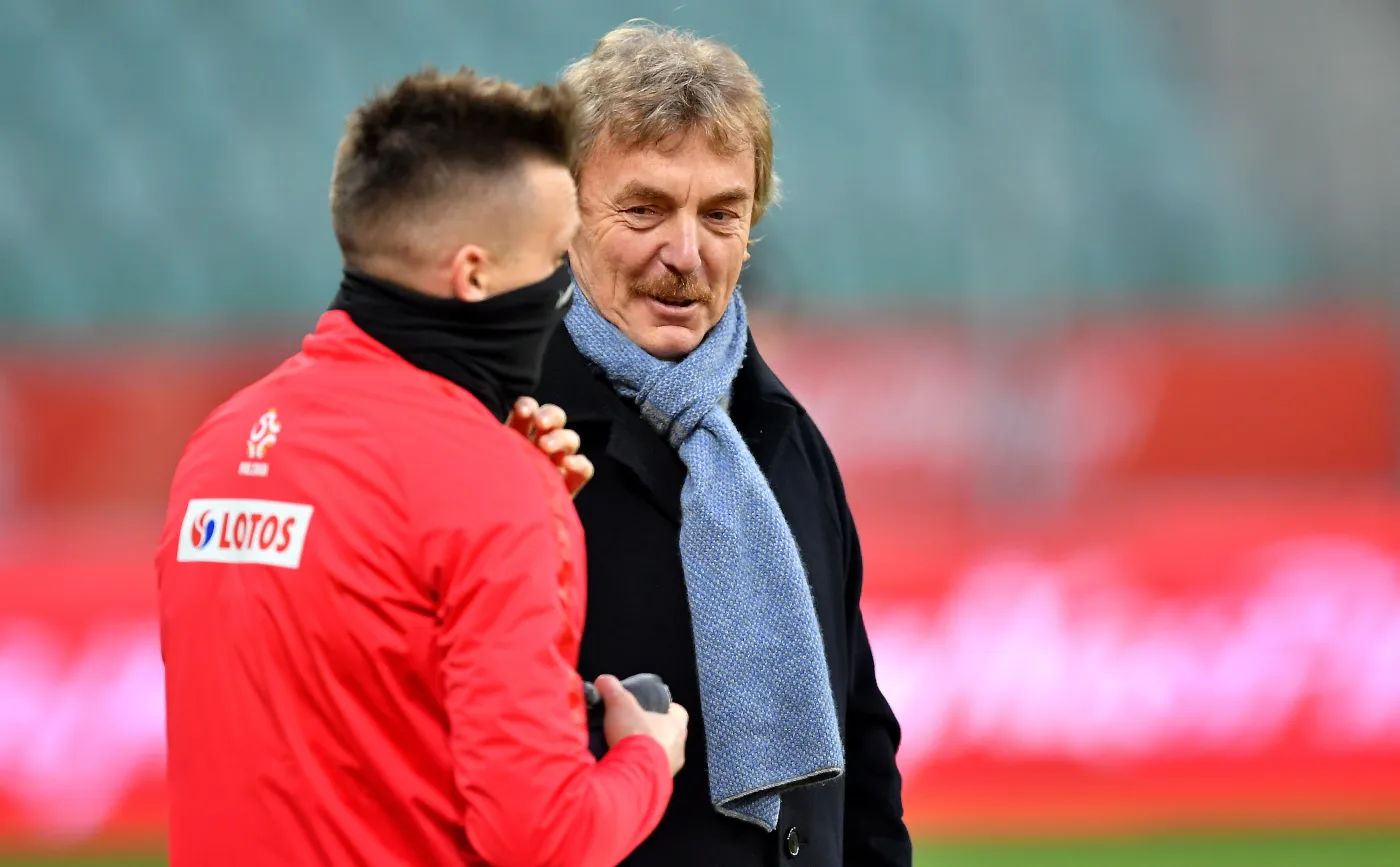 Piotr Zieliński (L) i prezes PZPN Zbigniew Boniek (P)