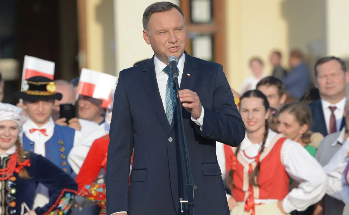 Prezydent Andrzej Duda podczas spotkania z mieszkańcami Leżajska