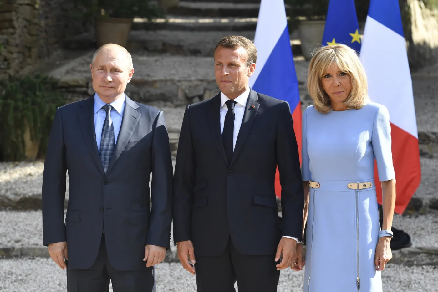 Władimir Putin; Emmanuel Macron; Brigitte Macron;