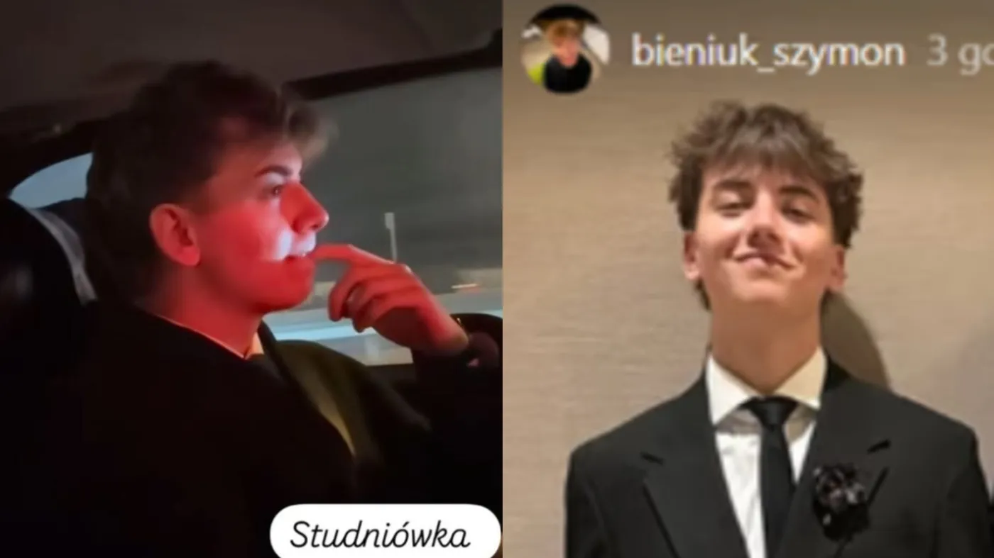 Szymon Bieniu w tym roku zdaje maturę, teraz bawił się na studniówce