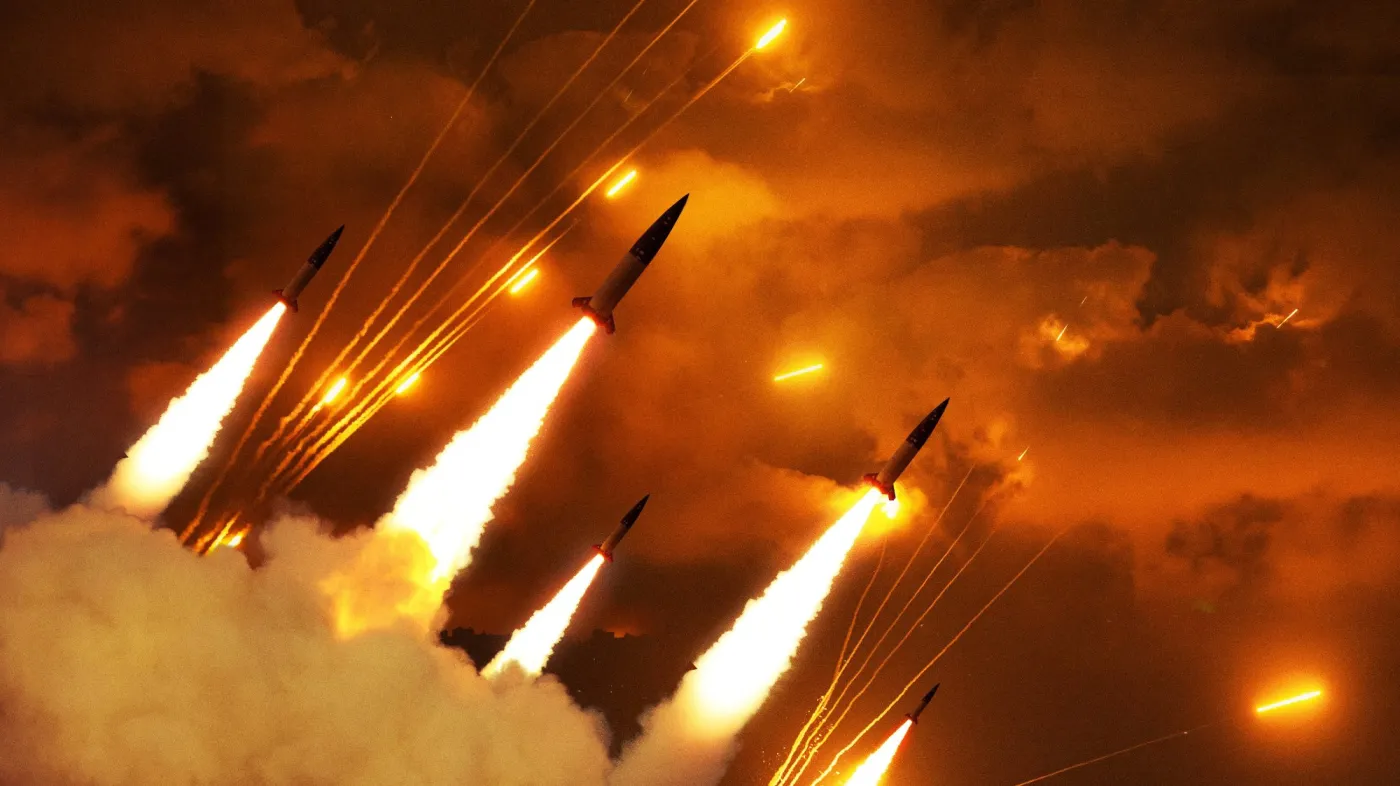 Dramatic,Night,Scene,Of,A,Massive,Ballistic,Missile,Strike.,Multiple
