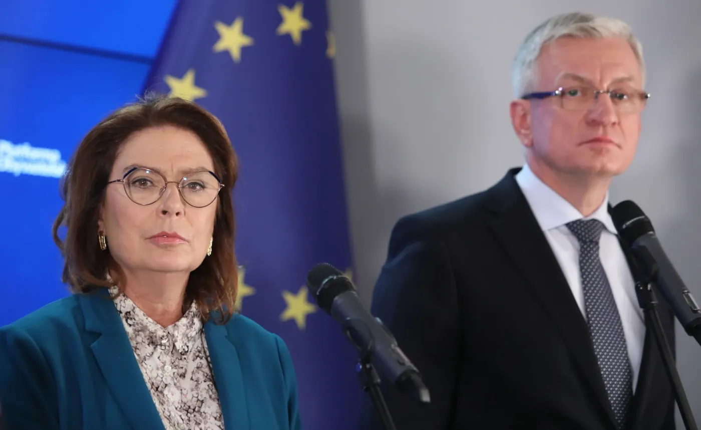 Wicemarszałek Sejmu Małgorzata Kidawa-Błońska (L) i prezydent Poznania Jacek Jaśkowiak (P)