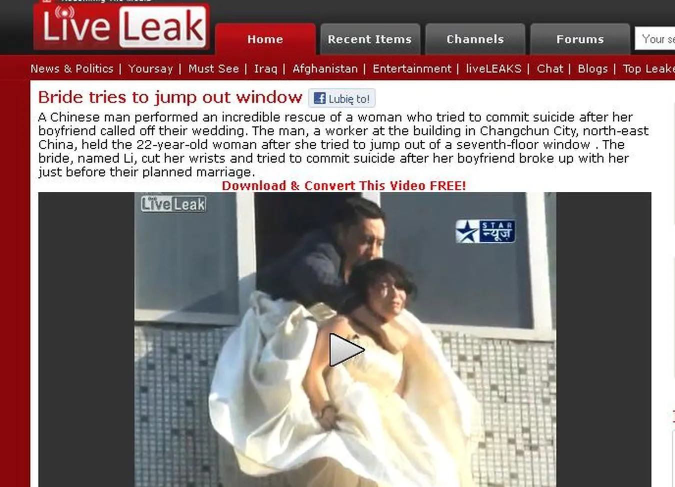 Zdradzona panna młoda chce popełnić samobójstwo