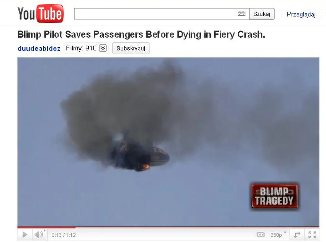 Bohaterski pilot sterowca uratował pasażerów. Sam zginął...