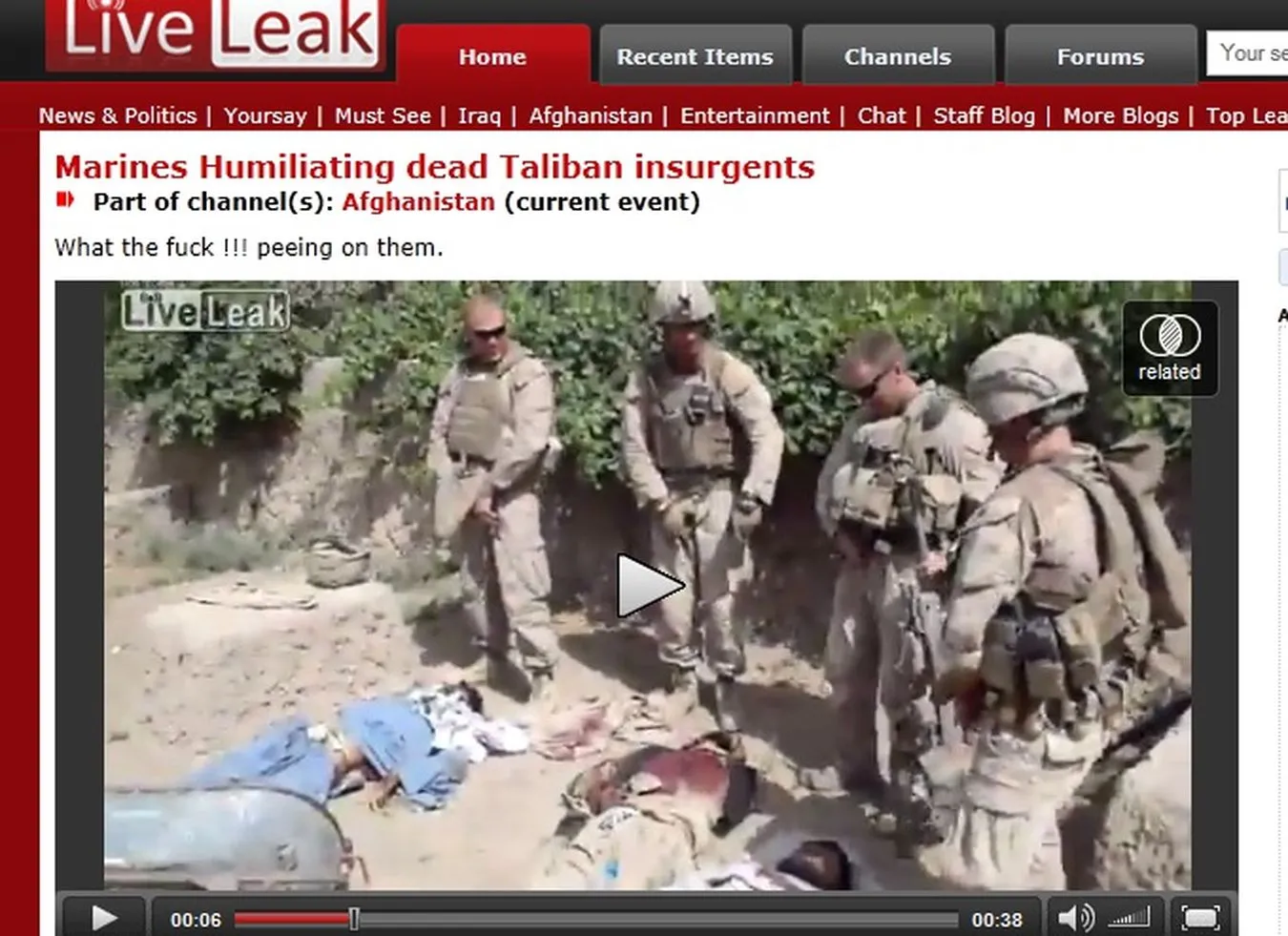 Amerykanie oddają mocz na martwych talibów. Drastyczne wideo!