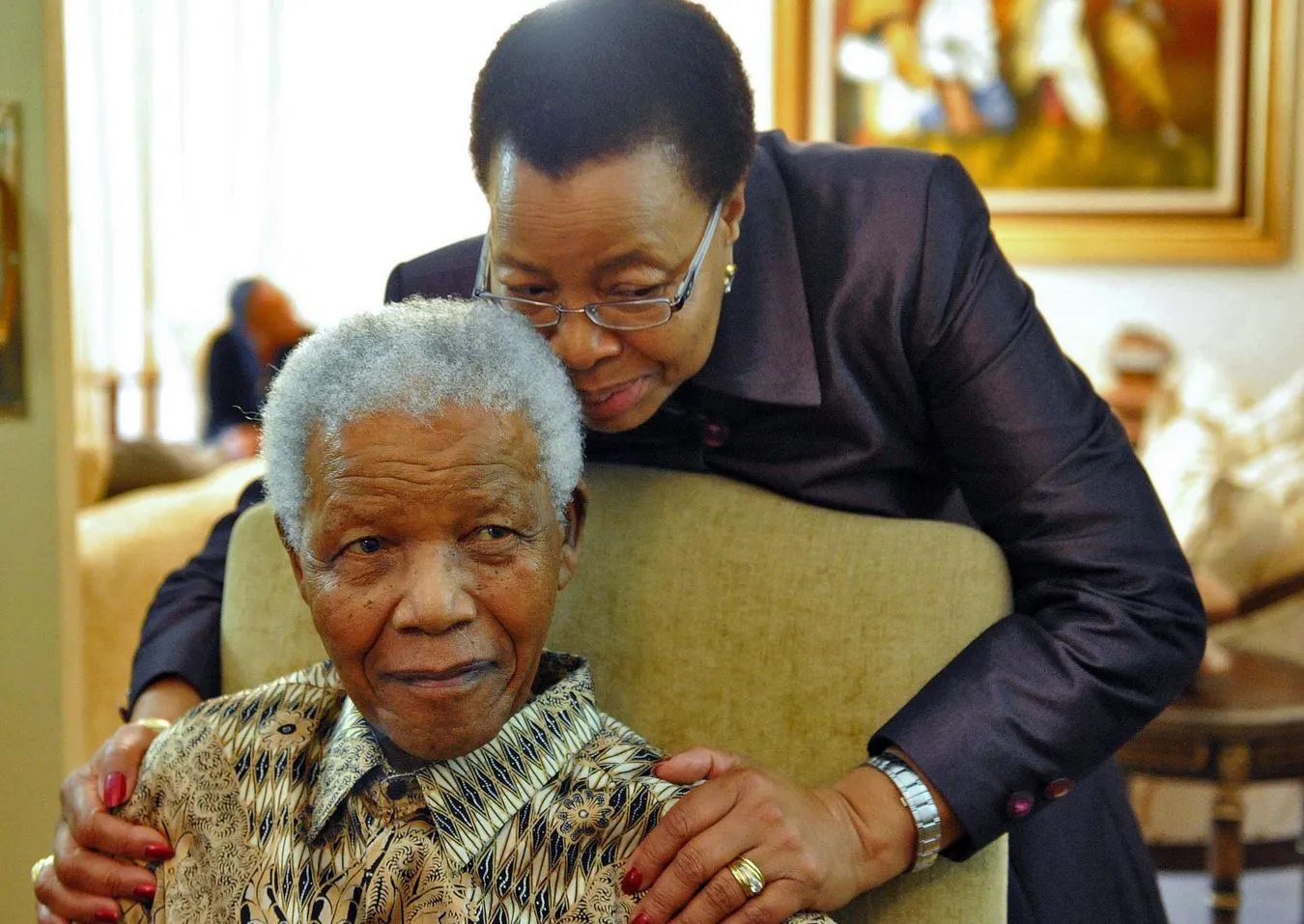 Były prezydent RPA Nelson Mandela z żoną