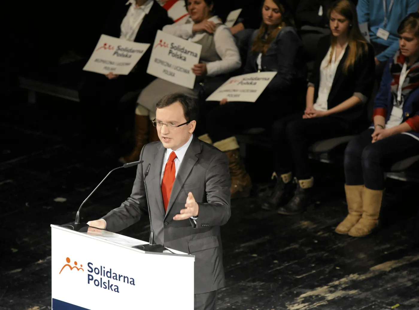 Zbigniew Ziobro na konwencji swojej partii w Teatrze Dramatycznym