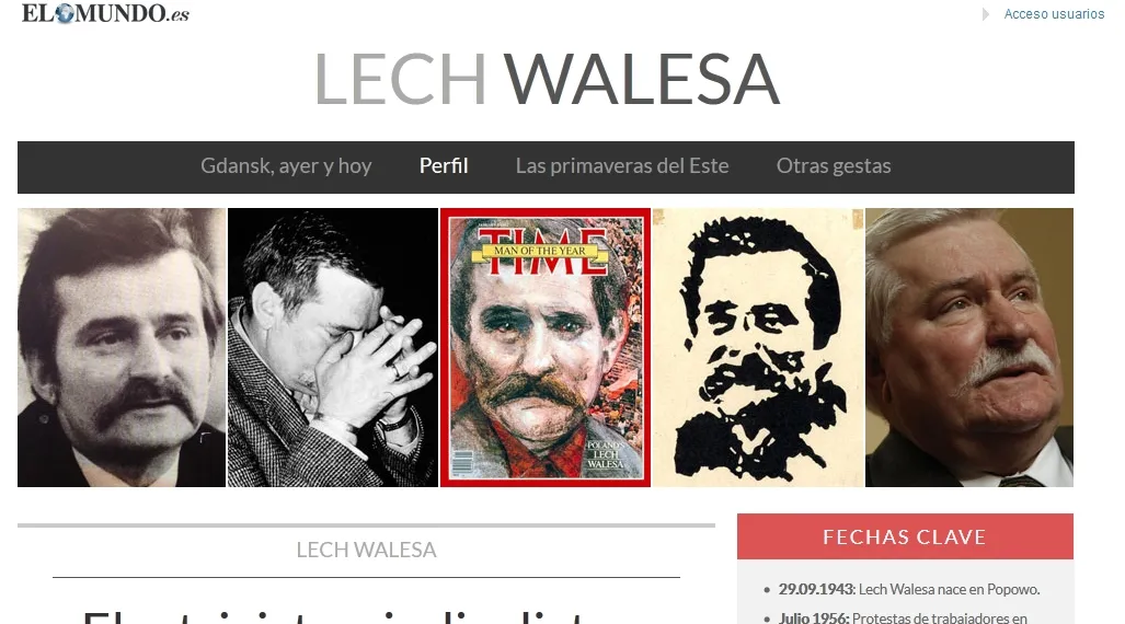 Urodzinowa strona dla Lecha Wałęsy w "El Mundo"