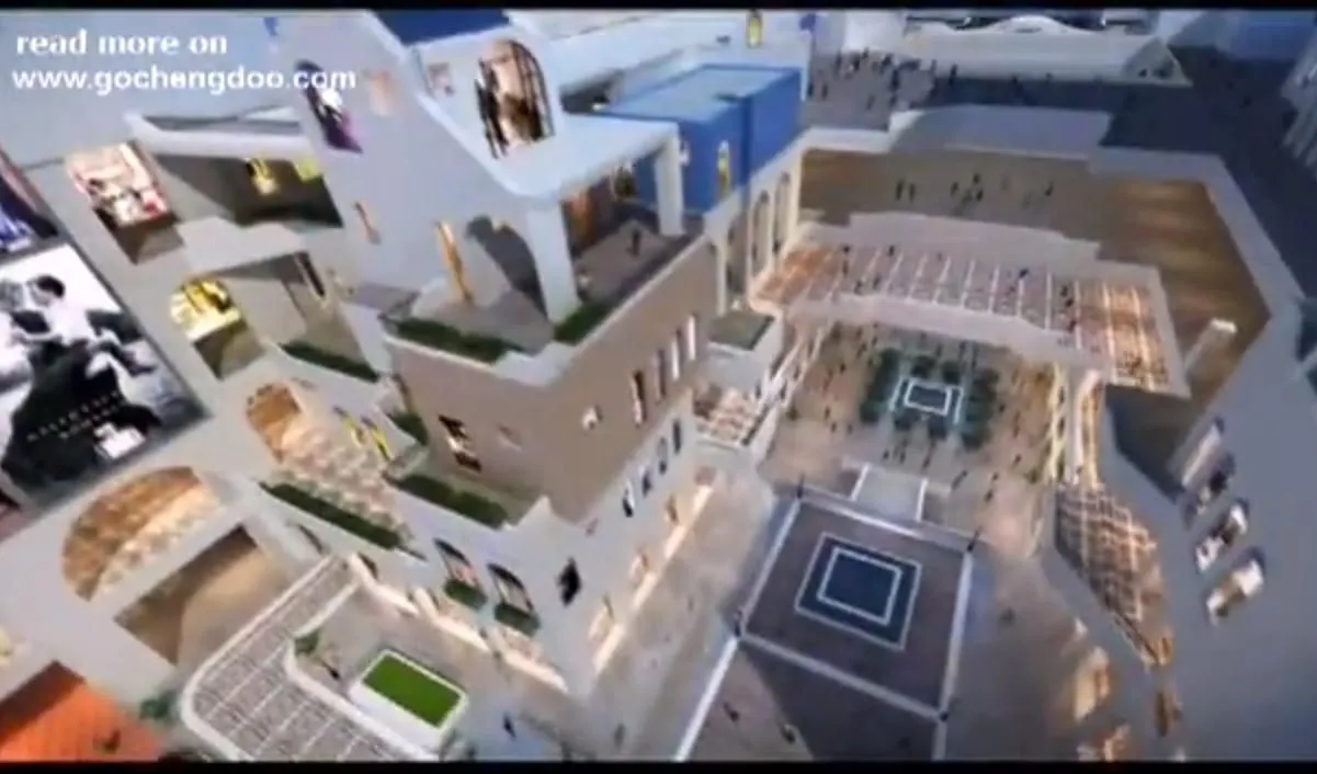 Wizualizacja wnętrza największego budynku świata w Czengdu w Chinach