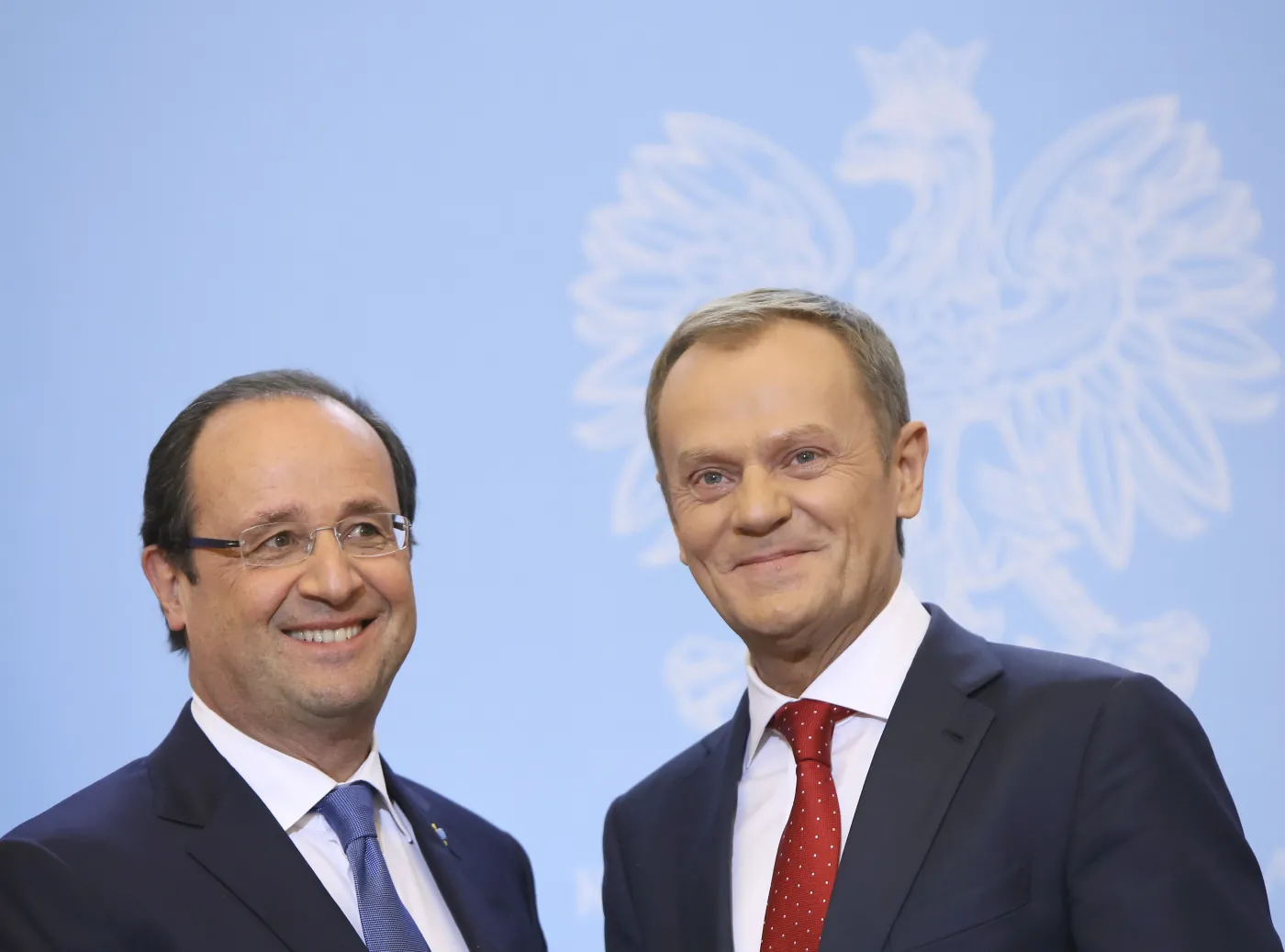 Prezydent Francji Francois Hollande i premier Donald Tusk