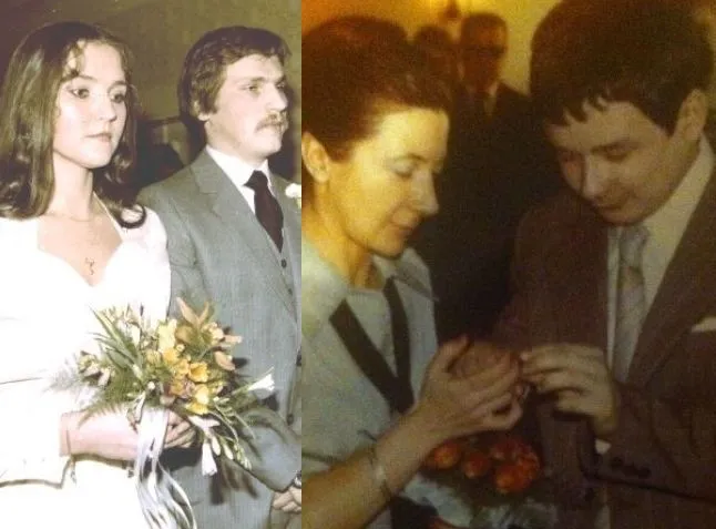 ślubne zdjęcia Jolanty i Aleksandra Kwaśniewskich oraz Lecha i Marii Kaczyńskich