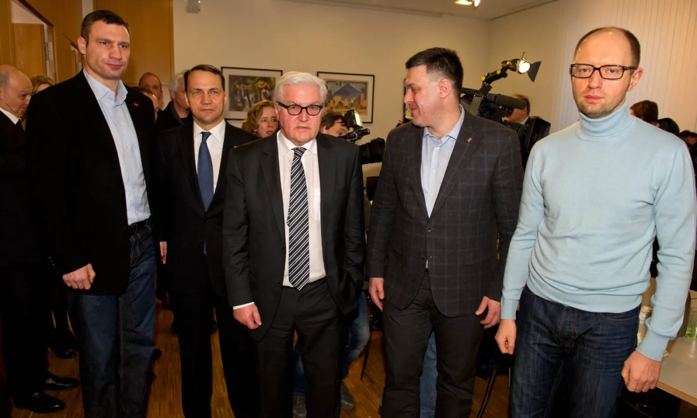 Frank-Walter Steinmeier i Radosław Sikorski spotkali się z liderami ukraińskiej opozycji Witalijem Kliczo, Arsenijem Jacenikiem i Olegiem Tjagnibokiem