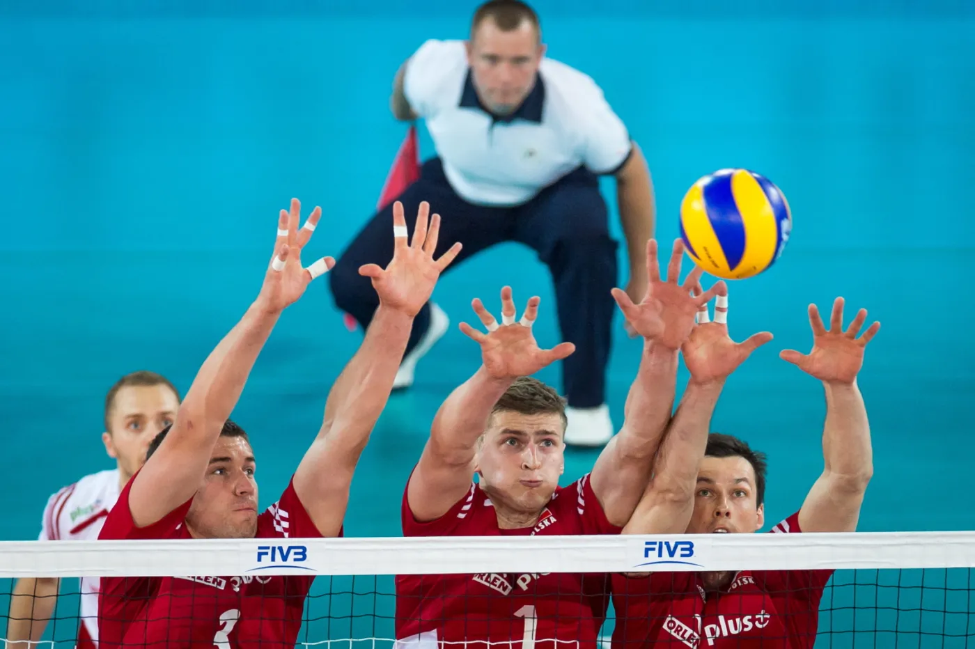 Polscy siatkarze w meczu z Brazylią 