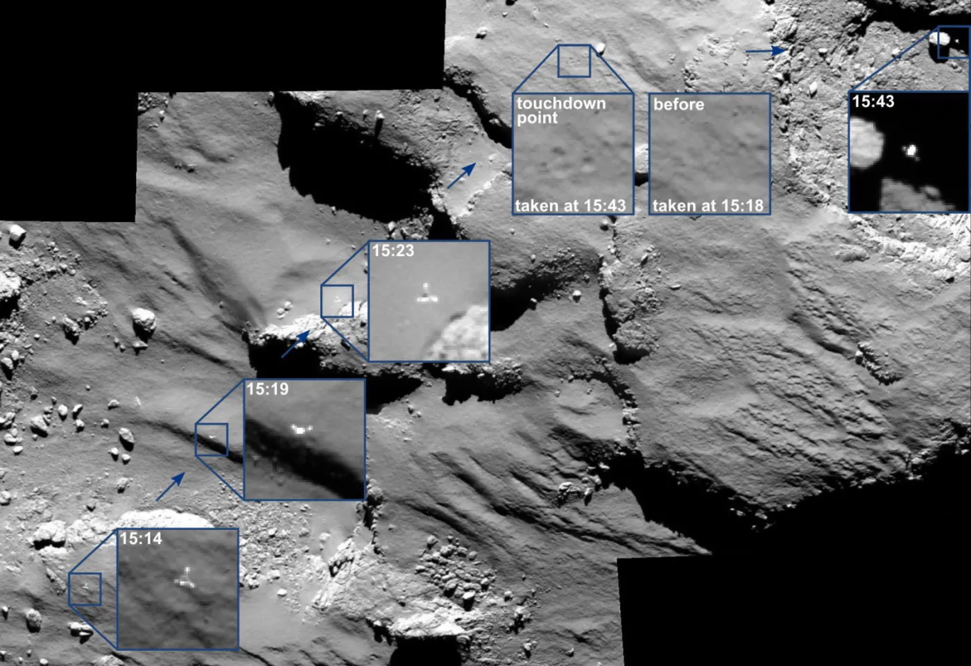 Moment tuż przed lądowaniem modułu Philae