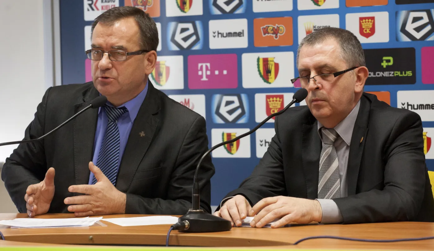 Prezes Korony Kielce Marek Paprocki i przewodniczący Rady Nadzorczej Korony Janusz Koza 