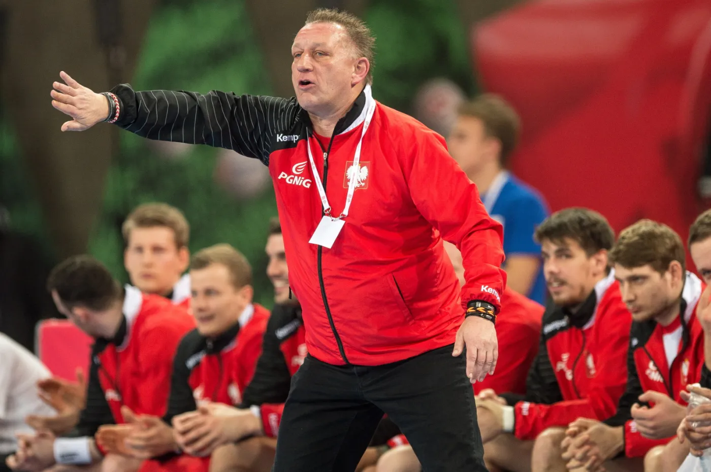 Trener reprezentacji Polski Michael Biegler podczas meczu z Ukrainą w turnieju piłkarzy ręcznych Christmas Cup we Wrocławiu