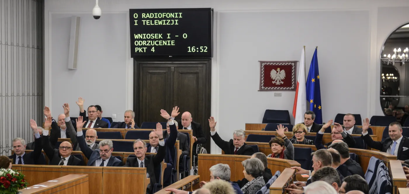Głosowanie nad nowelizacją ustawy o radiofonii i telewizji, podczas drugiego dnia 7. posiedzenia Senatu
