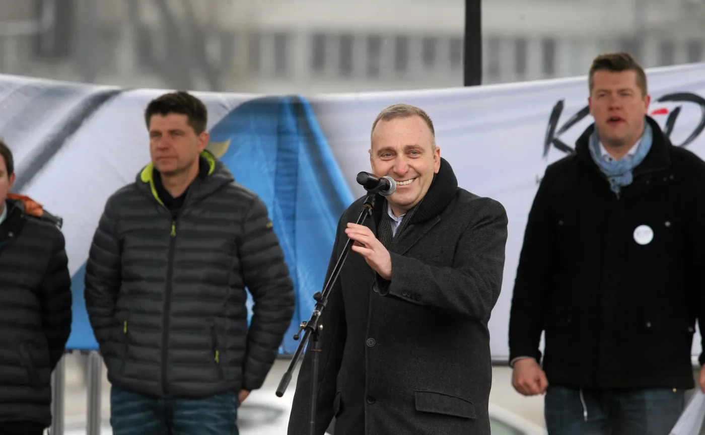 Ryszard Petru i Grzegorz Schetyna na demonstracji KOD
