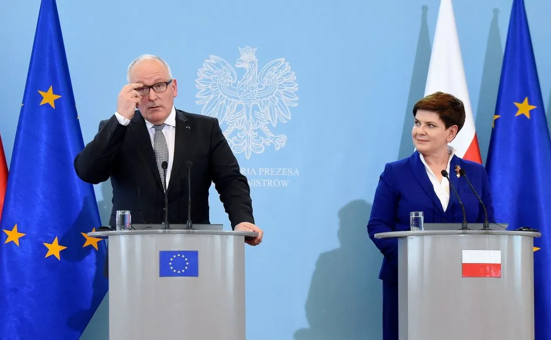 Wiceszef Komisji Europejskiej Frans Timmermans i premier Beata Szydło