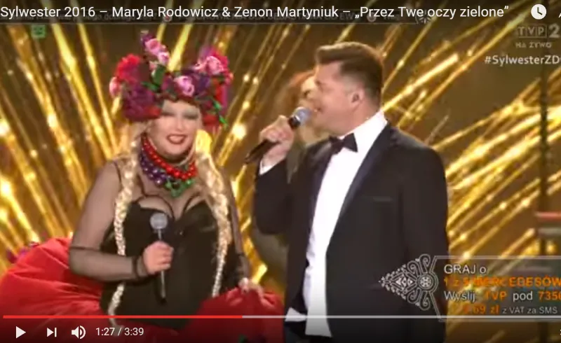 Maryla Rodowicz i Zenek Martyniuk podczas sylwestrowego koncertu w Zakopanem: 31 grudnia 2016 roku