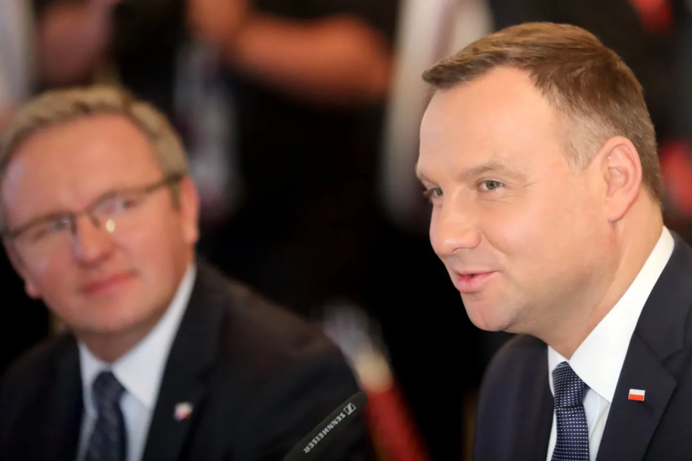 Prezydent Andrzej Duda i Krzysztof Szczerski podczas spotkania prezydentów na Malcie