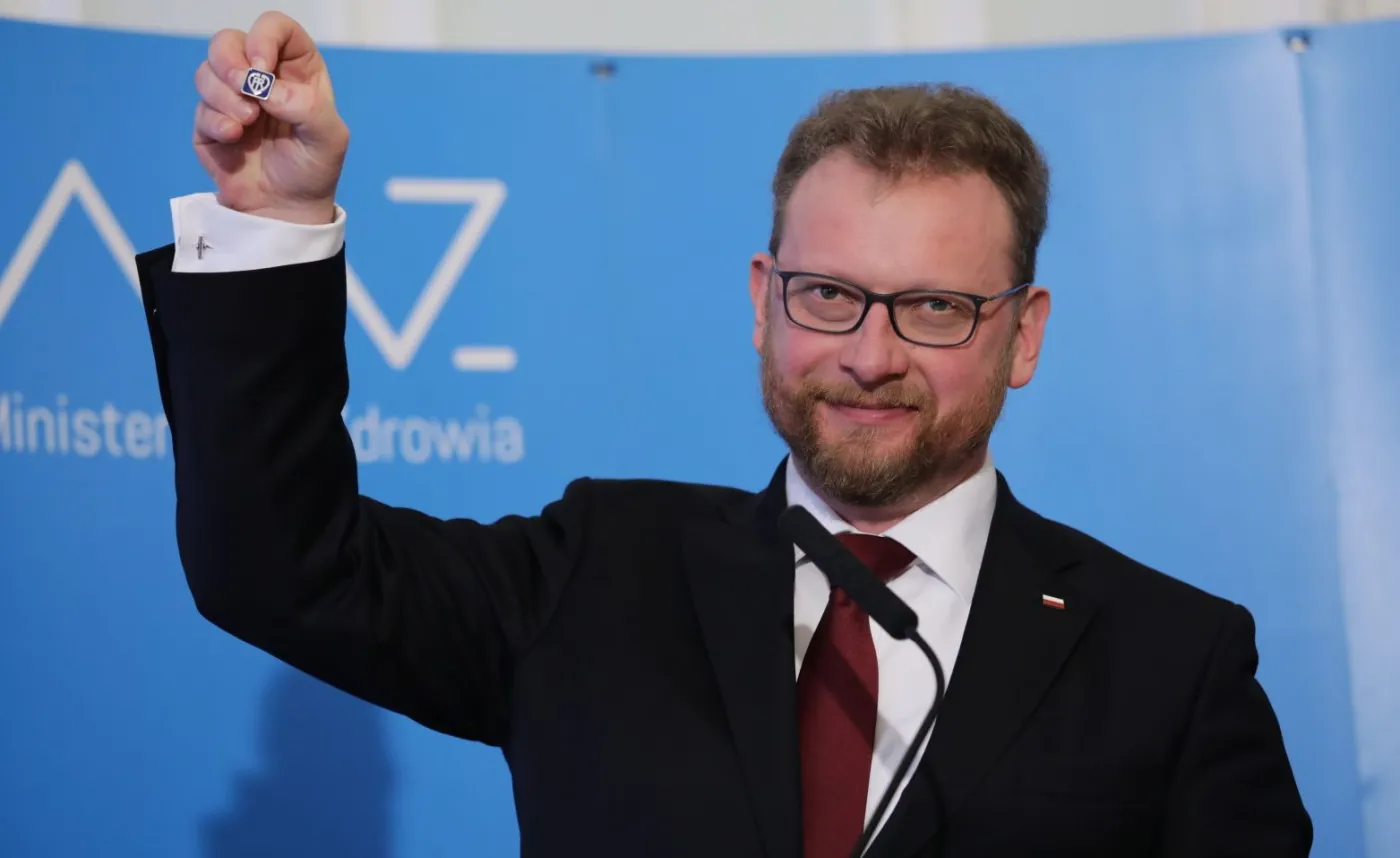 Minister zdrowia Łukasz Szumowski podczas konferencji prasowej po spotkaniu z rezydentami