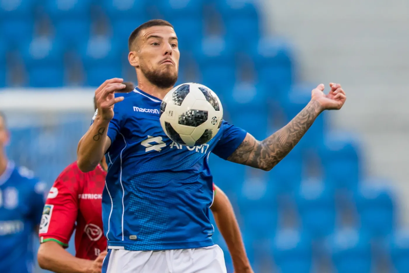 Zawodnik Lecha Poznań Pedro Tiba podczas meczu 4. kolejki Lotto Ekstraklasy z Zagłębiem Sosnowiec