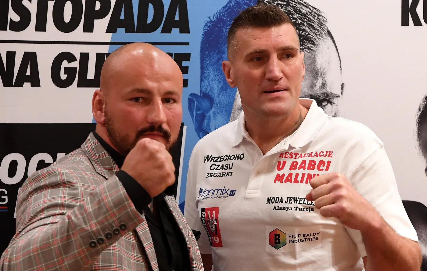 Bokserzy Artur Szpilka (L) i Mariusz Wach (P) podczas konferencji prasowej dotyczącej gali "Knockout Boxing Night 5"
