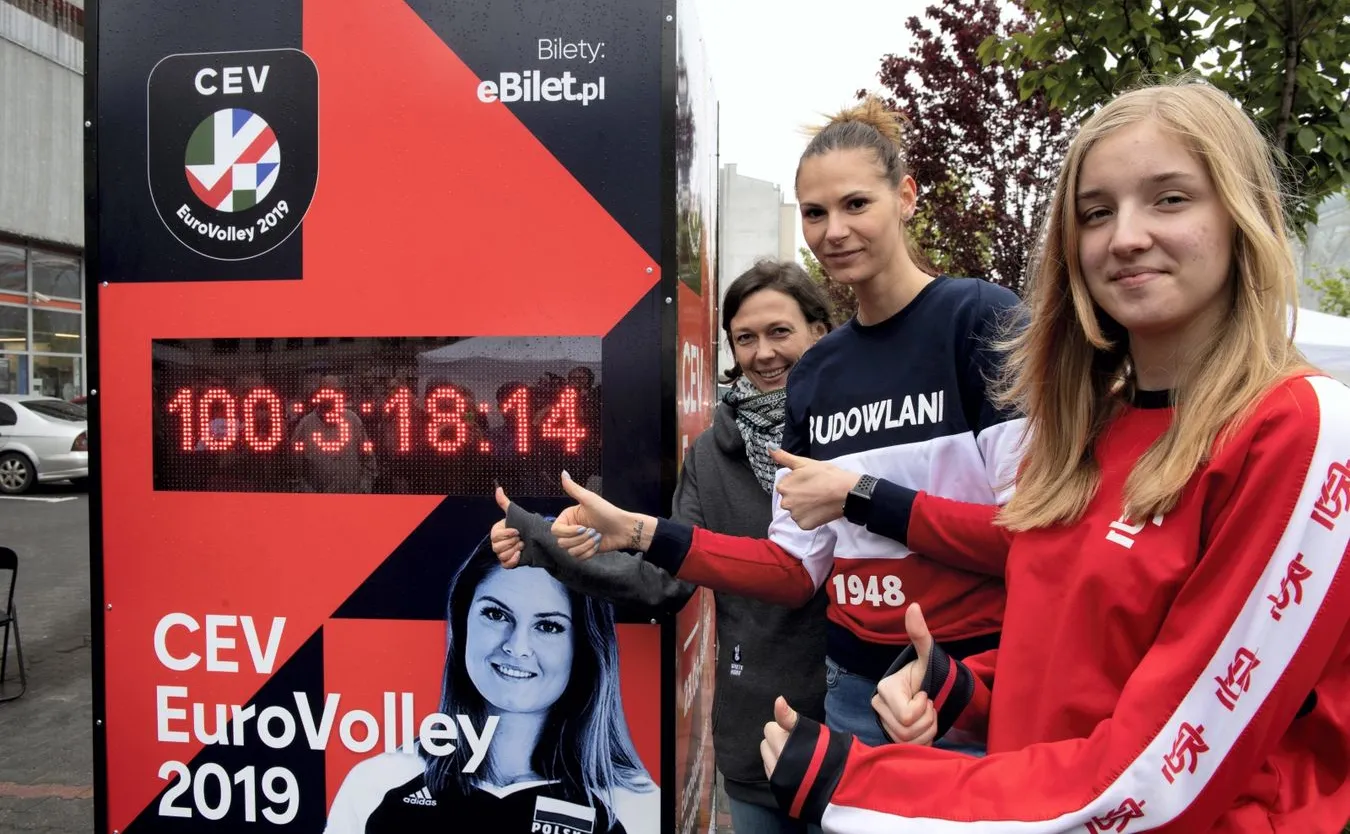 Mistrzostwa Europy siatkarek zegar w Łodzi