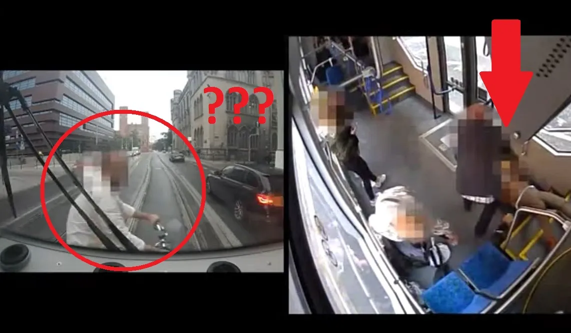 Tramwaj kontra pieszy i nowe przepisy, szokujące wideo z Wrocławia