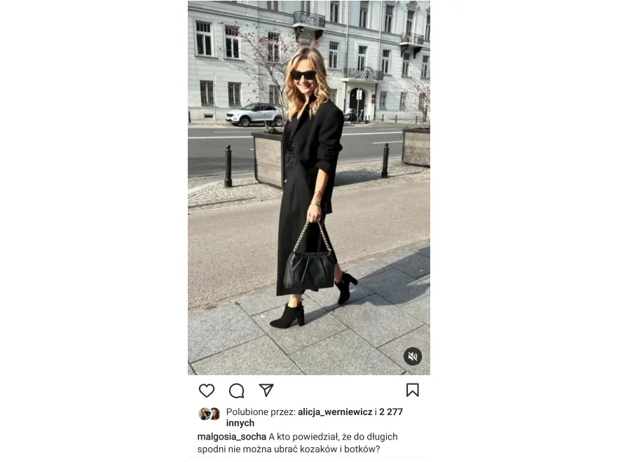 Widok postu zamieszczonego na profilu Małgorzaty Sochy na Instagramie