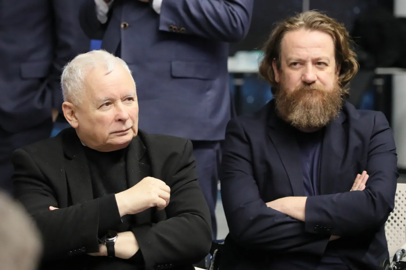 Prezes PiS Jarosław Kaczyński i prezes zarządu TVP Mateusz Matyszkowicz