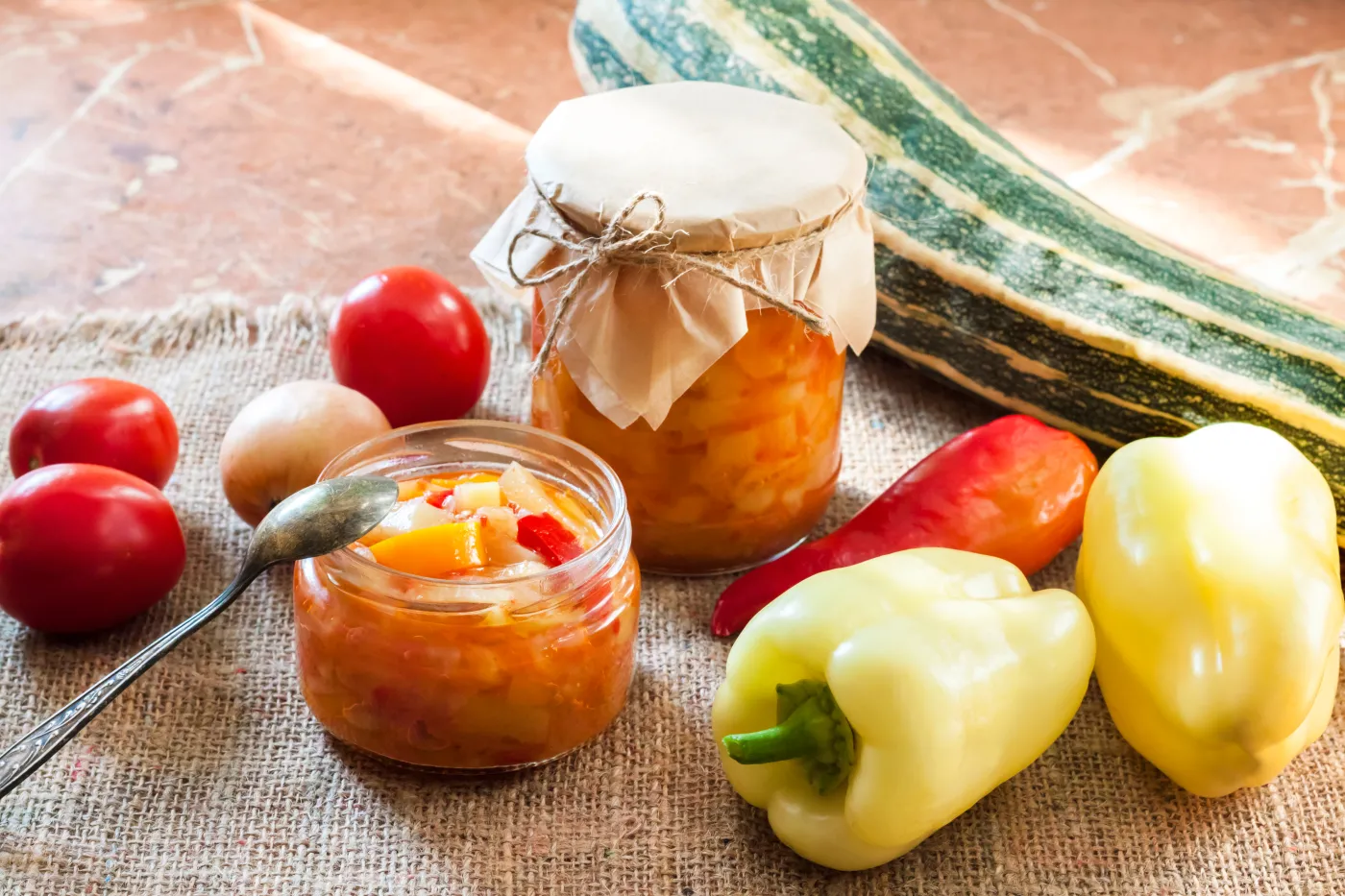 Homemade,Preserving.,Zucchini,And,Bell,Pepper,Salad,In,Glass,Jar