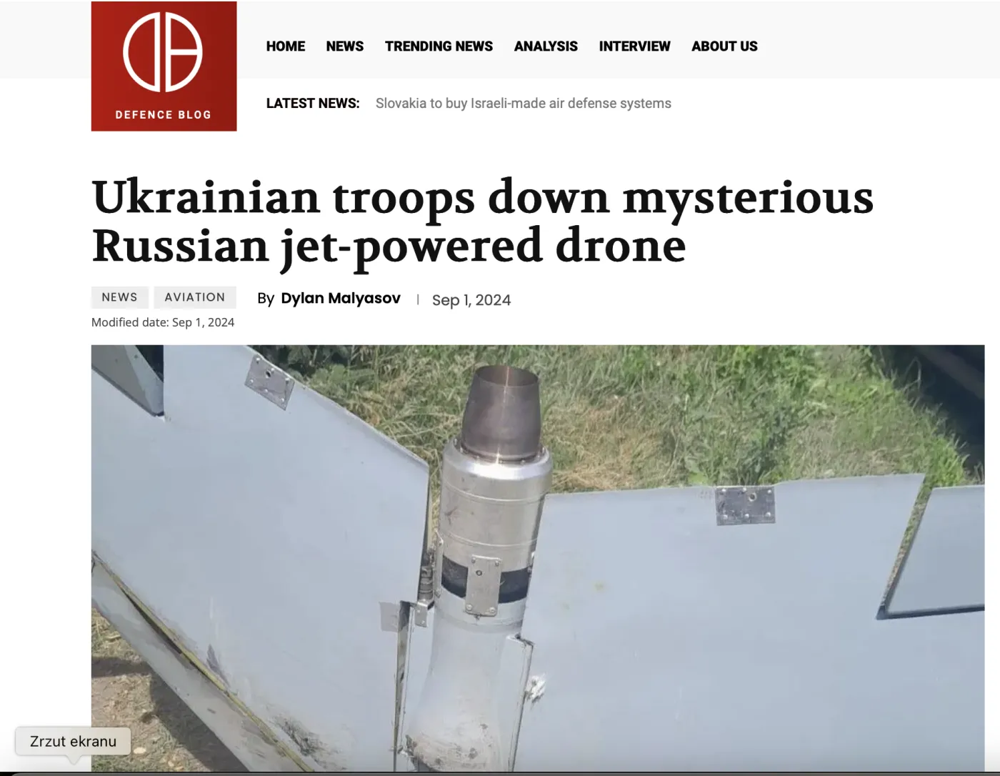 Ukraińcy zestrzelili tajemniczy rosyjski dron odrzutowy. "To prosta maszyna z wieloma wadami"