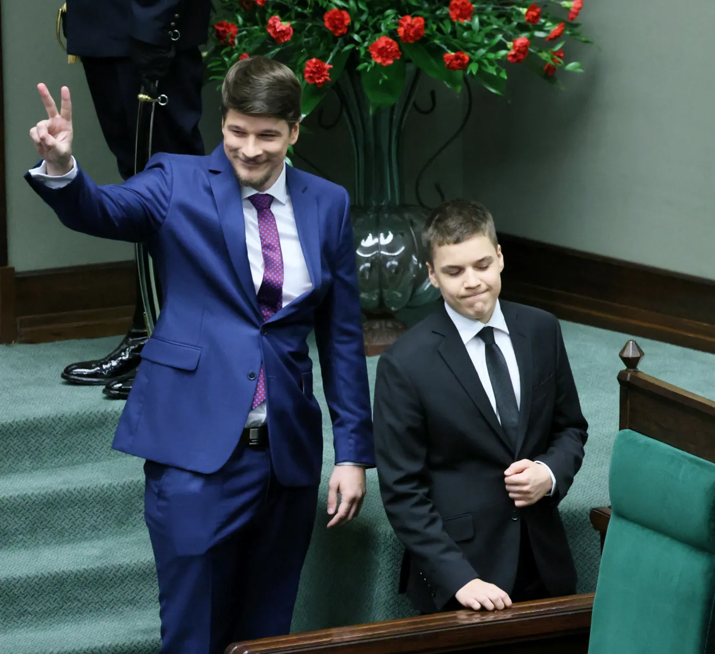 Daniel i Antoni Nawroccy podczas zaprzysiężenia prezydenta RP 6 sierpnia