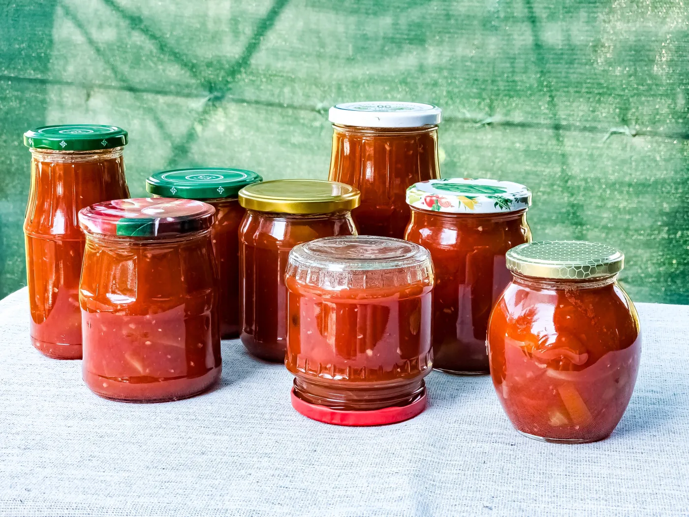 Traditional,Hungarian,Homemade,Lecho,In,Glass,Jars.,Preserved,Tomatoes,And